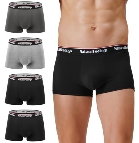 Natural Feelings Boxershorts Herren 4er-Pack Unterhosen Männer Feuchtigkeitsableitend Herren Boxershorts Multipack XL von Natural Feelings