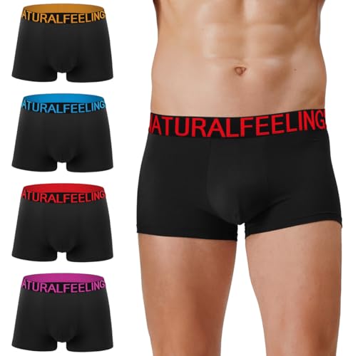 Natural Feelings Boxershorts Herren 4er-Pack Unterhosen Männer Multipack XL, A, schwarz von Natural Feelings