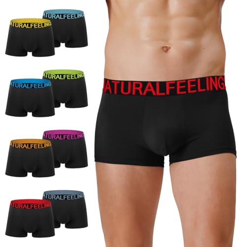 Natural Feelings Boxershorts Herren 8er-Pack Unterhosen Männer Feuchtigkeitsableitend Herren Boxershorts Multipack Bunter Gürtel XXL von Natural Feelings