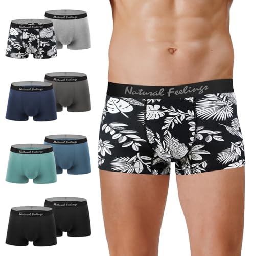 Natural Feelings Boxershorts Herren 8er-Pack Unterhosen Männer Feuchtigkeitsableitend Herren Boxershorts Multipack Gedruckter Stil XXL von Natural Feelings