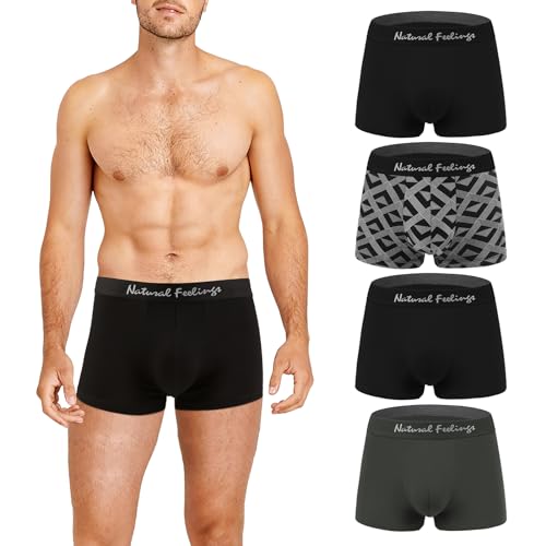 Natural Feelings Modal Boxershorts Herren (4er Pack) Unterhosen Männer Retroshorts Herren Unterwäsche L von Natural Feelings