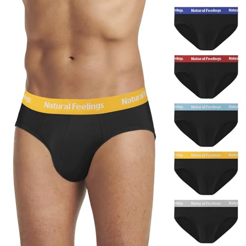 Natural Feelings Slips Herren Unterhosen Herren Slip aus weicher Baumwolle Herren Unterhose Pant Unterwäsche M, B:Schwarz von Natural Feelings