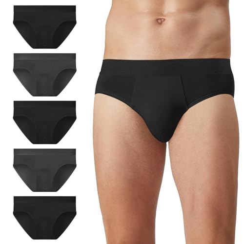 Natural Feelings Slips Herren Unterhosen Herren Slip aus weicher Viskose Herren Unterhose Pant Unterwäsche L, F:Schwarz/Grau von Natural Feelings