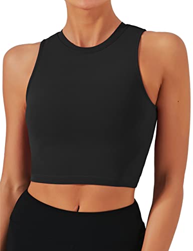 Natural Feelings Sport-BHS für Frauen, abnehmbare, gepolsterte Yoga-Tank-Tops, ärmellos, Fitness, Workout, Laufen, Bauchfreies Top - Schwarz - Klein von Natural Feelings