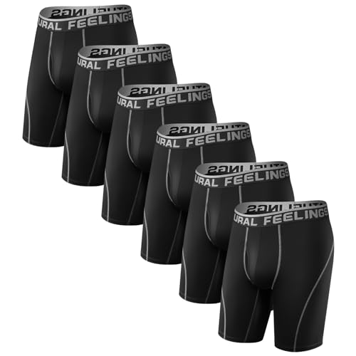 Natural Feelings Langes Bein Sport Boxershorts Herren 3er Pack Elastisch 9 Zoll Unterhosen Männer von Natural Feelings