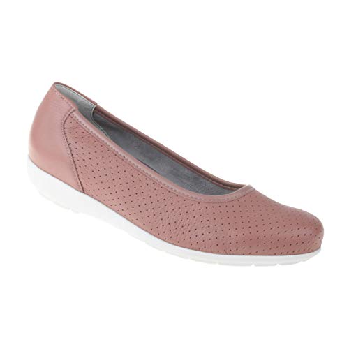 Natural Feet Bequeme Damen Ballerinas aus Hirschleder, Annabelle, sportliche breite Flache Sommerschuhe, Halbschuhe, Weite H Hallux Valgus geeignet, weiche Schuhe mit Wechselfußbett 38 rosa von Natural Feet