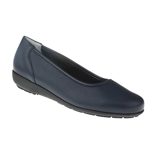 Natural Feet Bequeme Damen Ballerinas aus Hirschleder, Johanna, sportliche breite Flache Sommerschuhe, Halbschuhe, Weite H, Hallux Valgus geeignet, weiche Barfuß Schuhe mit Wechselfußbett 42 blau von Natural Feet