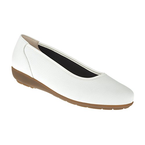 Natural Feet Bequeme Damen Ballerinas aus Hirschleder, Johanna, sportliche breite Flache Sommerschuhe, Halbschuhe, Weite H, Hallux Valgus geeignet, weiche Barfuß Schuhe mit Wechselfußbett 42 weiß von Natural Feet