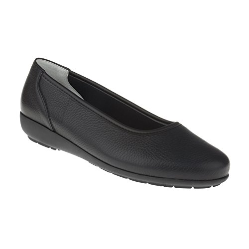 Natural Feet Bequeme Damen Ballerinas aus Hirschleder, Johanna, sportliche breite Flache Sommerschuhe, Halbschuhe, Weite H, Hallux Valgus geeignet, weiche Barfuß Schuhe mit Wechselfußbett 43 schwarz von Natural Feet