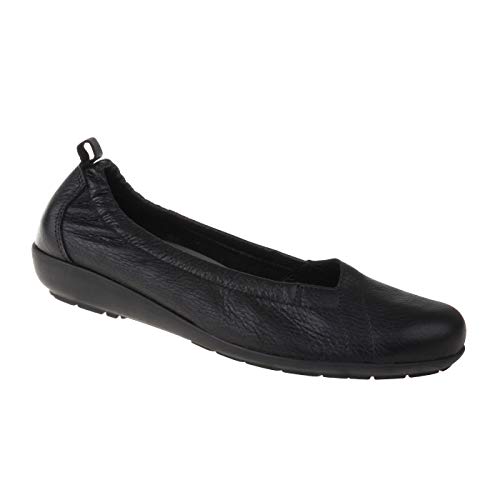 Natural Feet Bequeme Damen Ballerinas aus Hirschleder, Polina, sportliche breite Flache Sommerschuhe, Halbschuhe Weite H, Hallux Valgus geeignet, super weiche Schuhe, Wechselfußbett 37 schwarz von Natural Feet