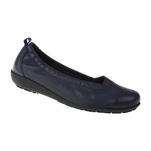 Natural Feet Bequeme Damen Ballerinas aus Hirschleder, Polina, sportliche breite Flache Sommerschuhe, Halbschuhe Weite H, Hallux Valgus geeignet, super weiche Schuhe, Wechselfußbett 37 blau von Natural Feet