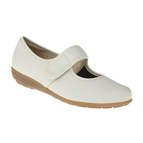 Natural Feet Bequeme Damen Ballerinas aus Hirschleder mit Klett, Susanne, sportliche Flache Sommerschuhe Halbschuhe, Weite H, Hallux Valgus geeignet, weiche Schuhe mit Wechselfußbett 42 beige von Natural Feet