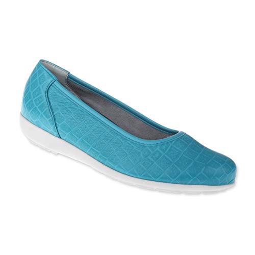 Natural Feet Bequeme Damen Ballerinas aus Leder Catharina Sportliche Breite Flache Sommerschuhe Halbschuhe Weite H Hallux Valgus geeignet Weiche Barfuß Schuhe mit Wechselfußbett Hirschleder 37 grün von Natural Feet