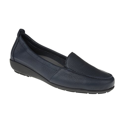 Natural Feet Damen Mokassin Marie aus echtem Hirschleder in Weite H, Hallux Valgus geeignet, Schuhe mit Einlegesohlen, Wechselfußbett 40 blau von Natural Feet