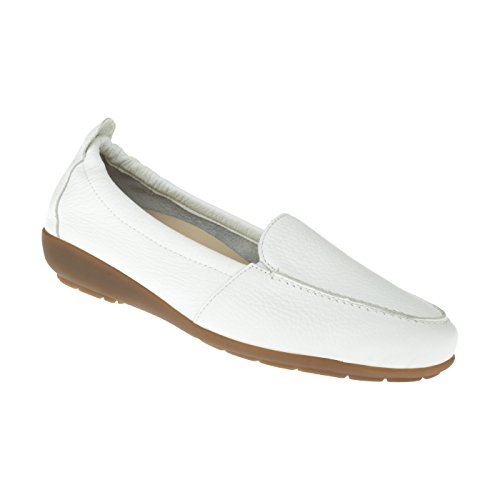 Natural Feet Damen Mokassin Marie aus echtem Hirschleder in Weite H, Hallux Valgus geeignet, Schuhe mit Einlegesohlen, Wechselfußbett 41 weiß von Natural Feet
