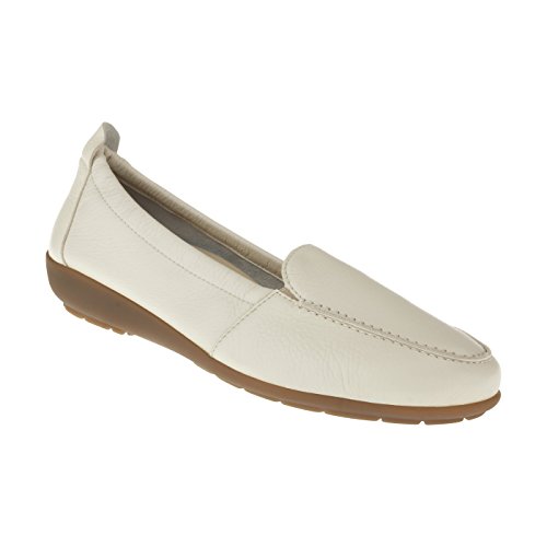 Natural Feet Damen Mokassin Marie aus echtem Hirschleder in Weite H, Hallux Valgus geeignet, Schuhe mit Einlegesohlen, Wechselfußbett 39 beige von Natural Feet