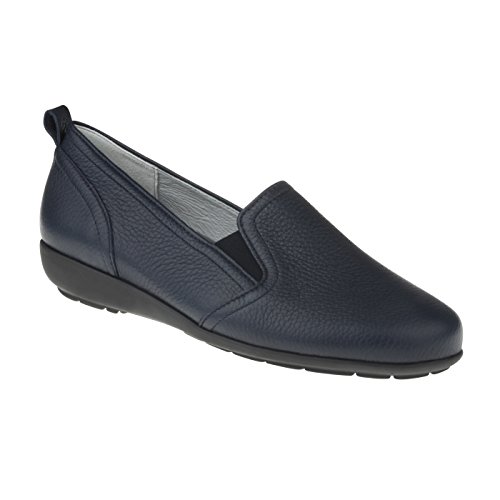 Natural Feet Damen Slipper Clara aus echtem Hirschleder in Weite H, geeignet bei Hallux Valgus, weiche Schuhe mit Einlegesohlen 40 blau von Natural Feet