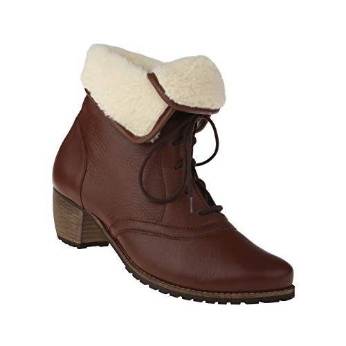Natural Feet Damen Stiefelette Ista Echtes Hirschleder in Weite H, mit Warmfutter, 4,0 cm Blockabsatz, Damen Ankle Boots, warme Winterschuhe für Frauen 39 braun von Natural Feet
