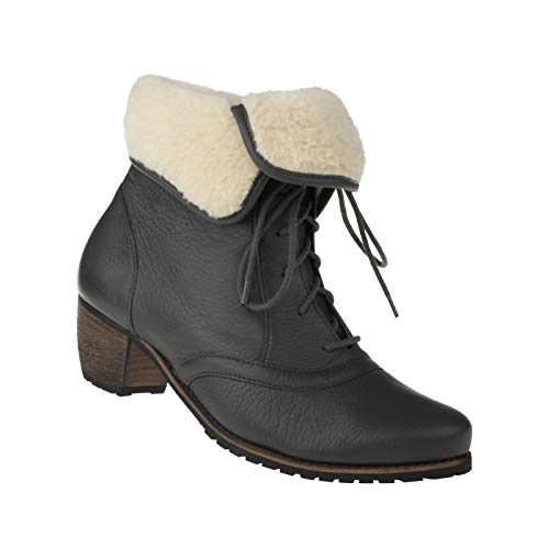 Natural Feet Damen Stiefelette Ista Echtes Hirschleder in Weite H, mit Warmfutter, 4,0 cm Blockabsatz, Damen Ankle Boots, warme Winterschuhe für Frauen 38 grau von Natural Feet