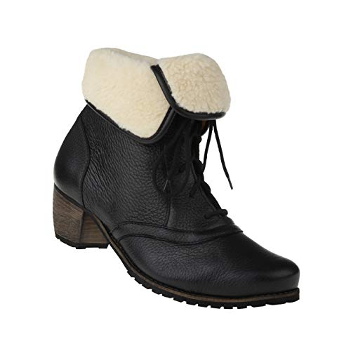 Natural Feet Damen Stiefelette Ista Echtes Hirschleder in Weite H, mit Warmfutter, 4,0 cm Blockabsatz, Damen Ankle Boots, warme Winterschuhe für Frauen 39 schwarz von Natural Feet