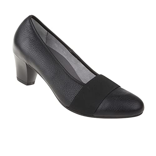 Natural Feet Pumps Janine aus echtem Hirschleder in Weite H für breite Füße, mit Einlegesohlen, Elegante Damenschuhe, Bequeme Schuhe mit Absatz für Damen 38 schwarz von Natural Feet