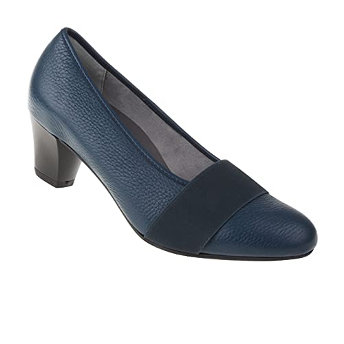 Natural Feet Pumps Janine aus echtem Hirschleder in Weite H für breite Füße, mit Einlegesohlen, Elegante Damenschuhe, Bequeme Schuhe mit Absatz für Damen 40 blau von Natural Feet