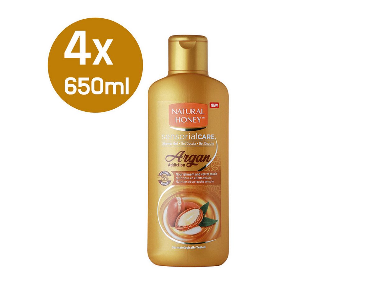 Natural Honey Duschgel Elixir Argan Addiction Pflegedusche Shower Gel mit Arganöl 650ml, - 4erPack von Natural Honey