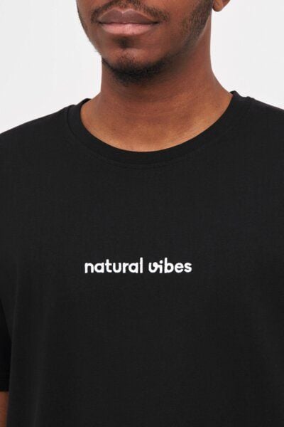 T-Shirt Natural Vibes Bio GOTS | Natural Vibes Logo T-Shirt | Schwarzes T-Shirt | Herren Damen T-Shirt von Natural Vibes