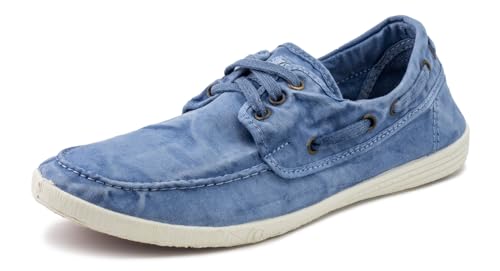 Natural World Eco - 303E Men's Trainers - Organic Cotton Boat Shoes- 100% EcoFriendly - Light Blue Color von Natural World