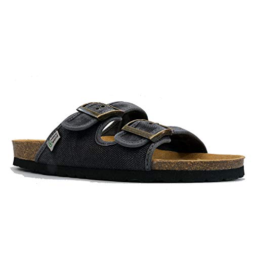 Natural World Eco - 7001E - Dyed Fabric Vegan Sandals for Men and Women - Black Color von NATURAL WORLD ECO FRIENDLY