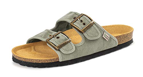 Natural World Eco - 7001E - Dyed Fabric Vegan Sandals for Men and Women - Light grey Color von NATURAL WORLD ECO FRIENDLY
