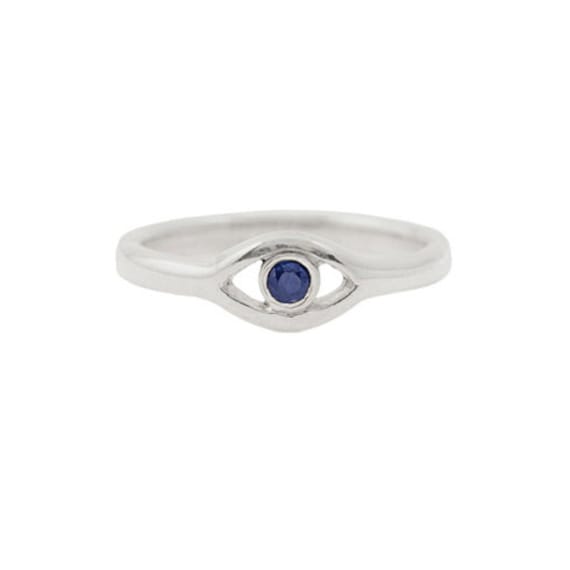 sterling Silber Evil Eye Ring Mit Einem Blauen Saphir // Auf Bestellung in Deiner Größe Gefertigt von NaturalAbstract