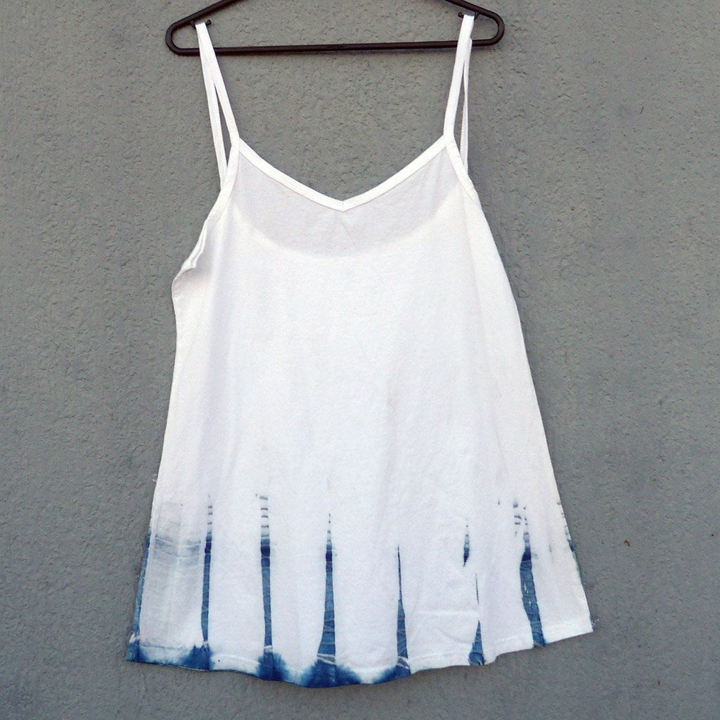 Natürliche Indigo Hand Gefärbt Shibori Tie Dye Kurze Kleid Größe L Bio-Baumwolle von NaturalDyesStudio