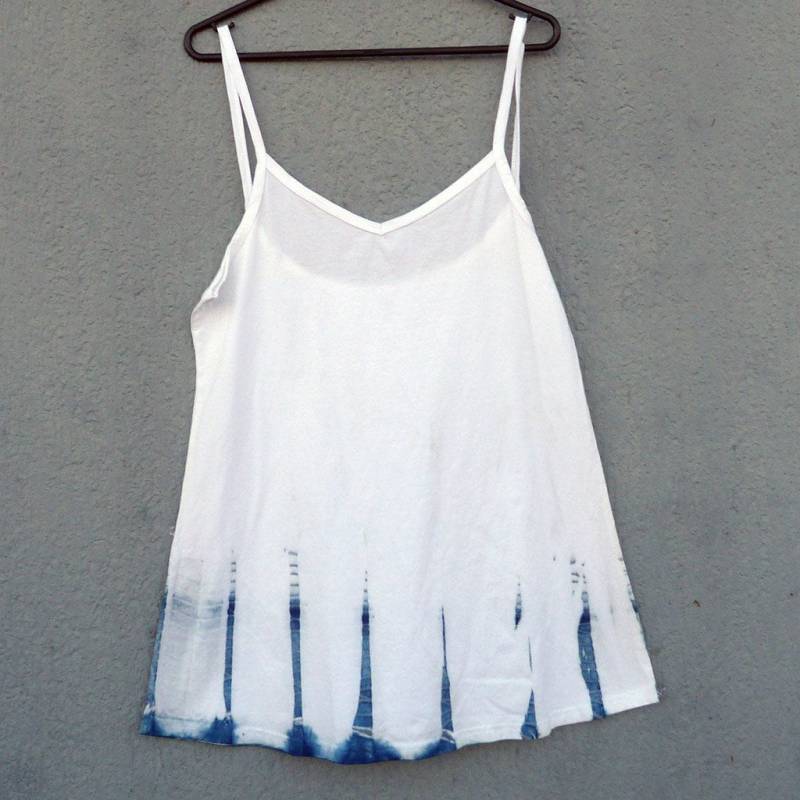 Natürliche Indigo Hand Gefärbt Shibori Tie Dye Kurze Kleid Größe L Bio-Baumwolle von NaturalDyesStudio