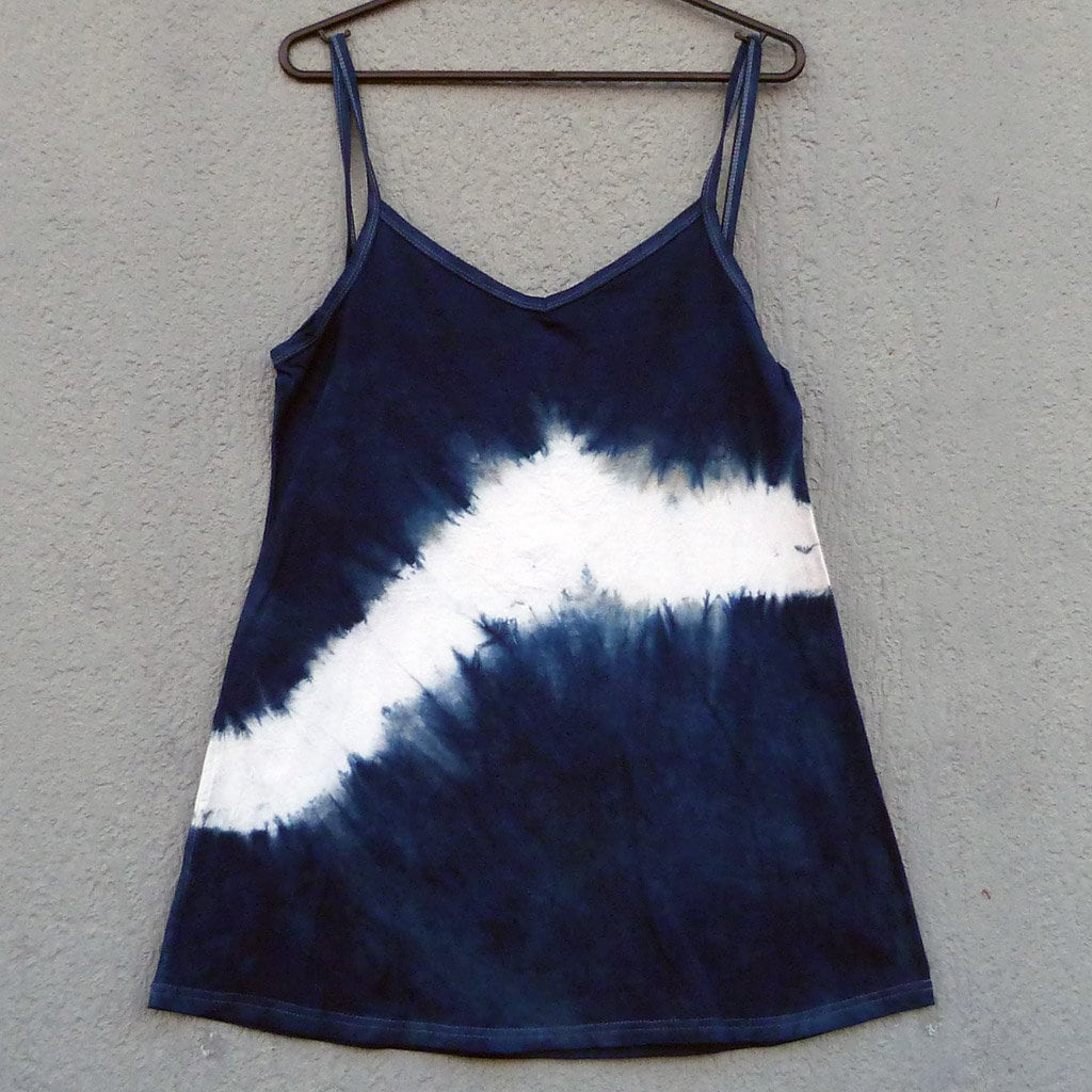 Natürliche Indigo Hand Gefärbt Shibori Tie Dye Kurze Kleid Größe M Bio-Baumwolle von NaturalDyesStudio