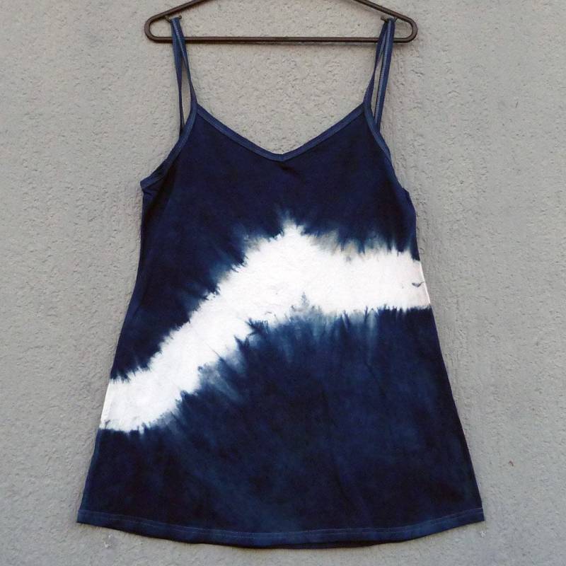 Natürliche Indigo Hand Gefärbt Shibori Tie Dye Kurze Kleid Größe M Bio-Baumwolle von NaturalDyesStudio