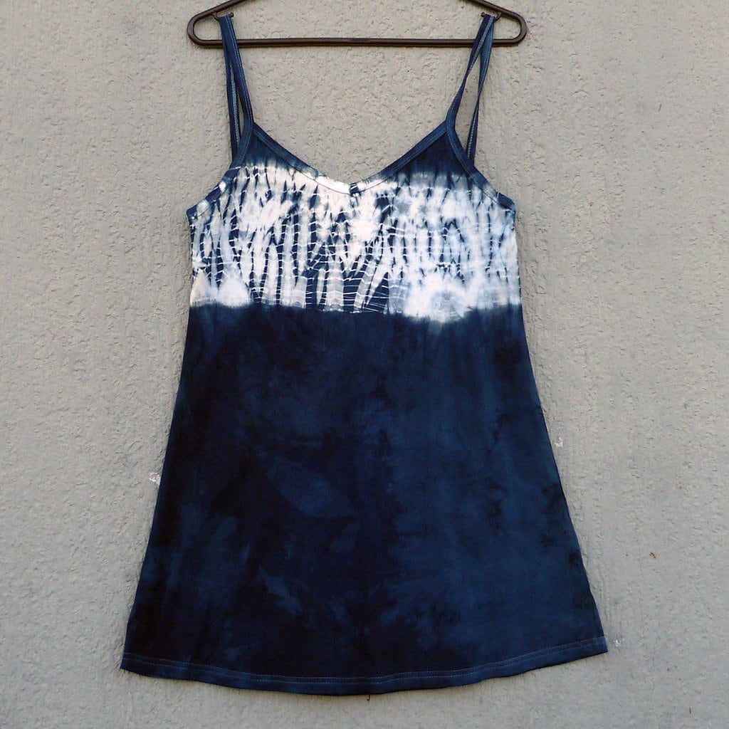 Natürliche Indigo Hand Gefärbt Shibori Tie Dye Kurze Kleid Größe S Bio-Baumwolle von NaturalDyesStudio