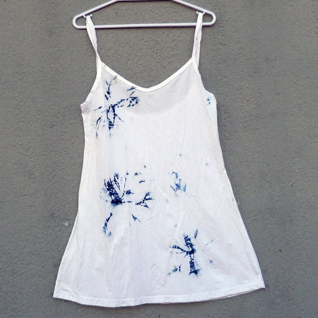 Natürliche Indigo Hand Gefärbt Shibori Tie Dye Kurze Kleid Größe S Bio-Baumwolle von NaturalDyesStudio