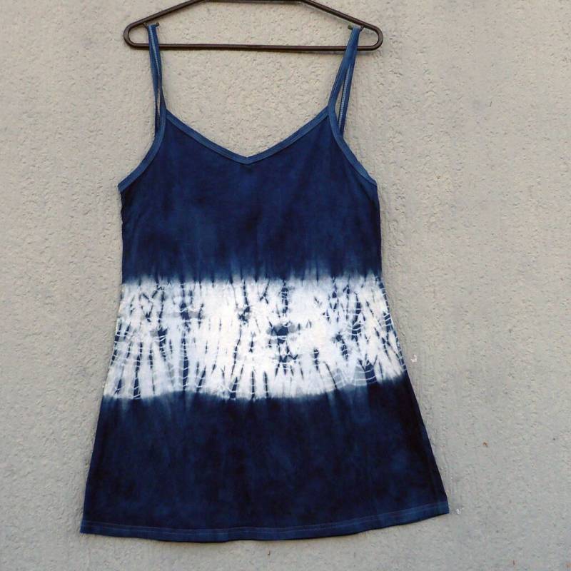 Natürliche Indigo Hand Gefärbt Shibori Tie Dye Kurze Kleid Größe S Bio-Baumwolle von NaturalDyesStudio