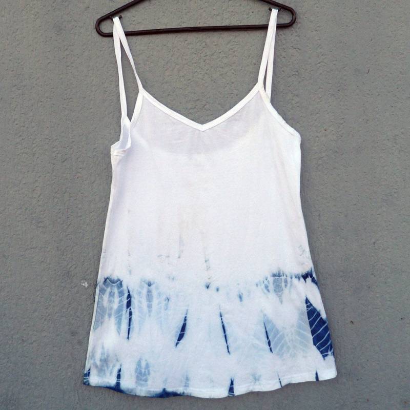 Natürliche Indigo Hand Gefärbt Shibori Tie Dye Kurze Kleid Größe S Bio-Baumwolle von NaturalDyesStudio