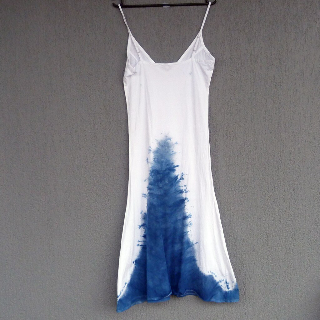 Natürliche Indigo Hand Gefärbt Shibori Tie Dye Lange Kleid Größe S Bio-Baumwolle von NaturalDyesStudio