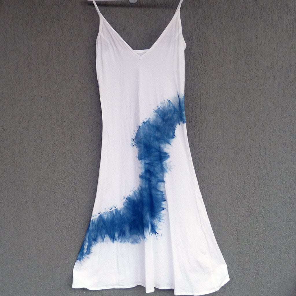 Natürliche Indigo Hand Gefärbt Shibori Tie Dye Lange Kleid Größe S Bio-Baumwolle von NaturalDyesStudio