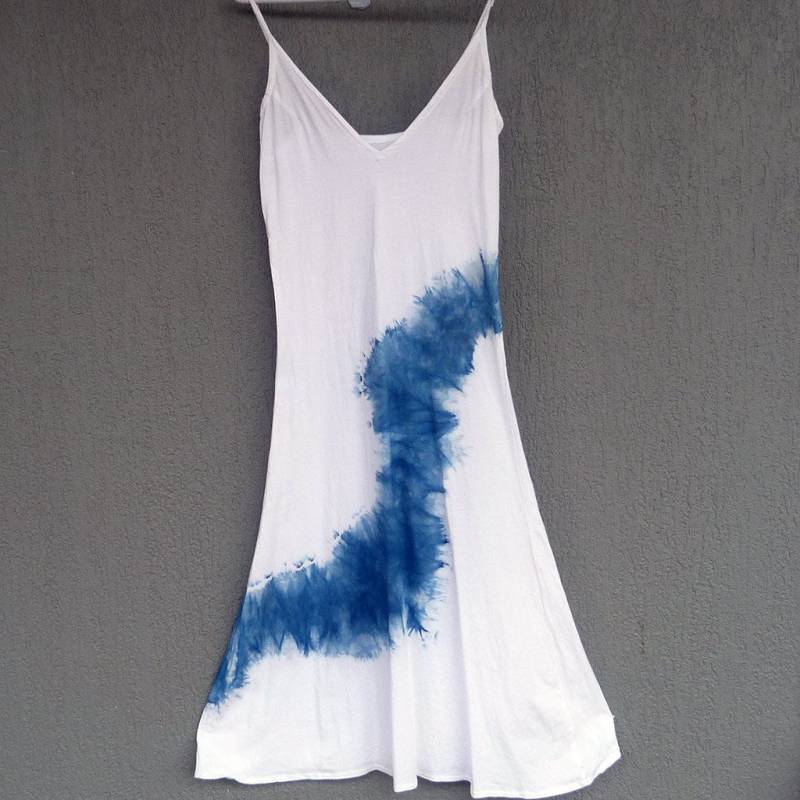 Natürliche Indigo Hand Gefärbt Shibori Tie Dye Lange Kleid Größe S Bio-Baumwolle von NaturalDyesStudio