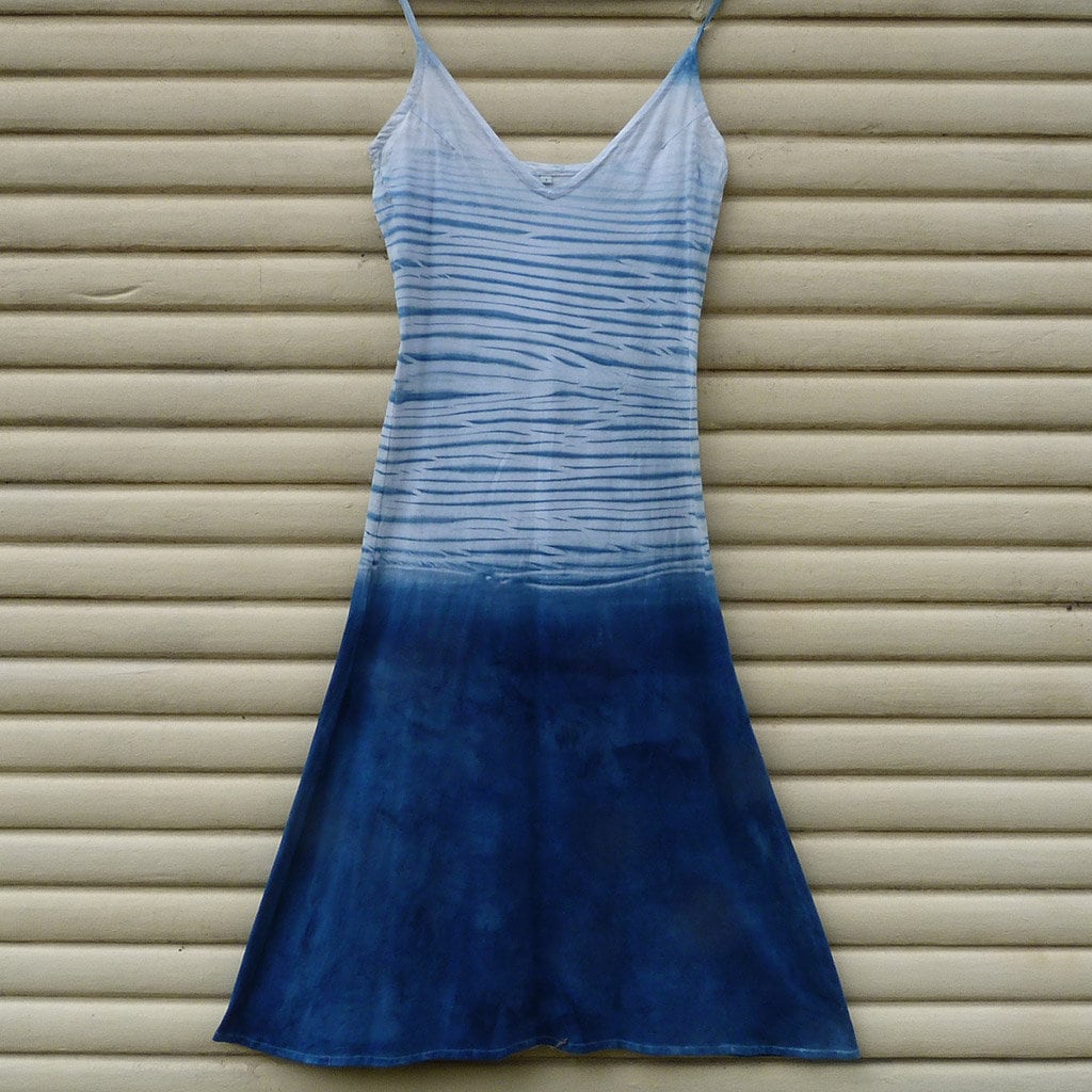 Natürliche Indigo Hand Gefärbt Shibori Tie Dye Lange Kleid Größe S Bio-Baumwolle von NaturalDyesStudio
