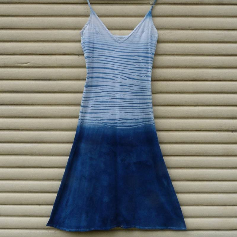 Natürliche Indigo Hand Gefärbt Shibori Tie Dye Lange Kleid Größe S Bio-Baumwolle von NaturalDyesStudio