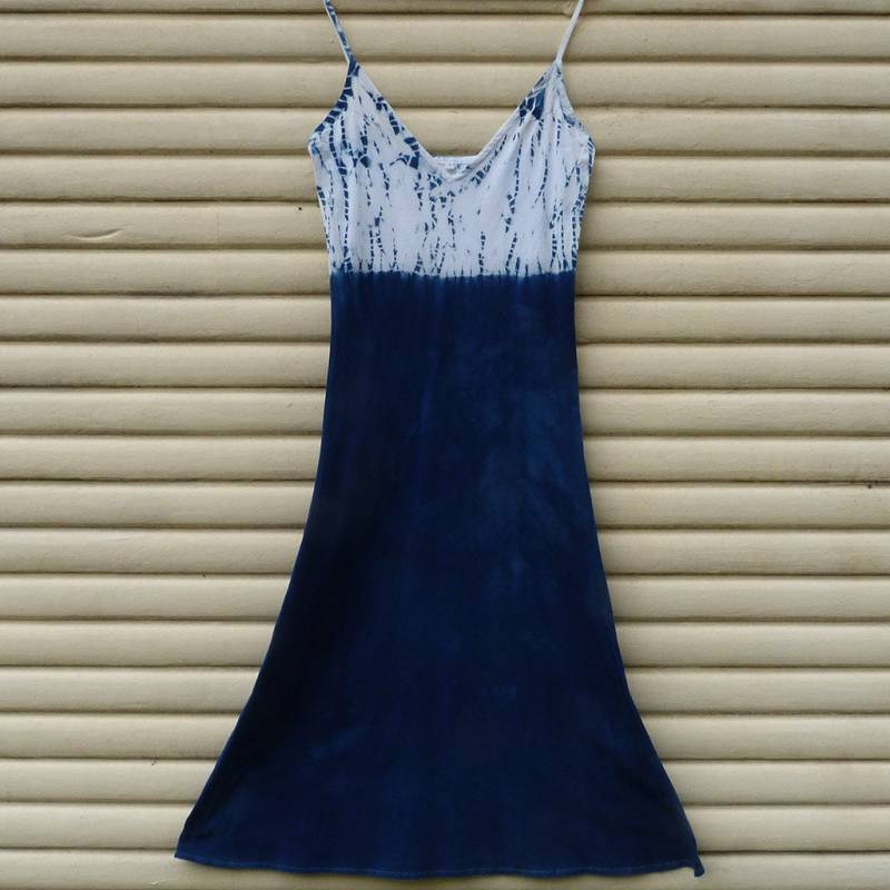 Natürliche Indigo Hand Gefärbt Shibori Tie Dye Lange Kleid Größe S Bio-Baumwolle von NaturalDyesStudio