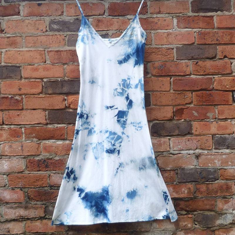 Natürliche Indigo Hand Gefärbt Shibori Tie Dye Lange Kleid Größe S Bio-Baumwolle von NaturalDyesStudio