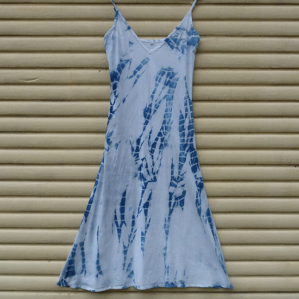 Natürliche Indigo Hand Gefärbt Shibori Tie Dye Lange Kleid Größe S Bio-Baumwolle von NaturalDyesStudio