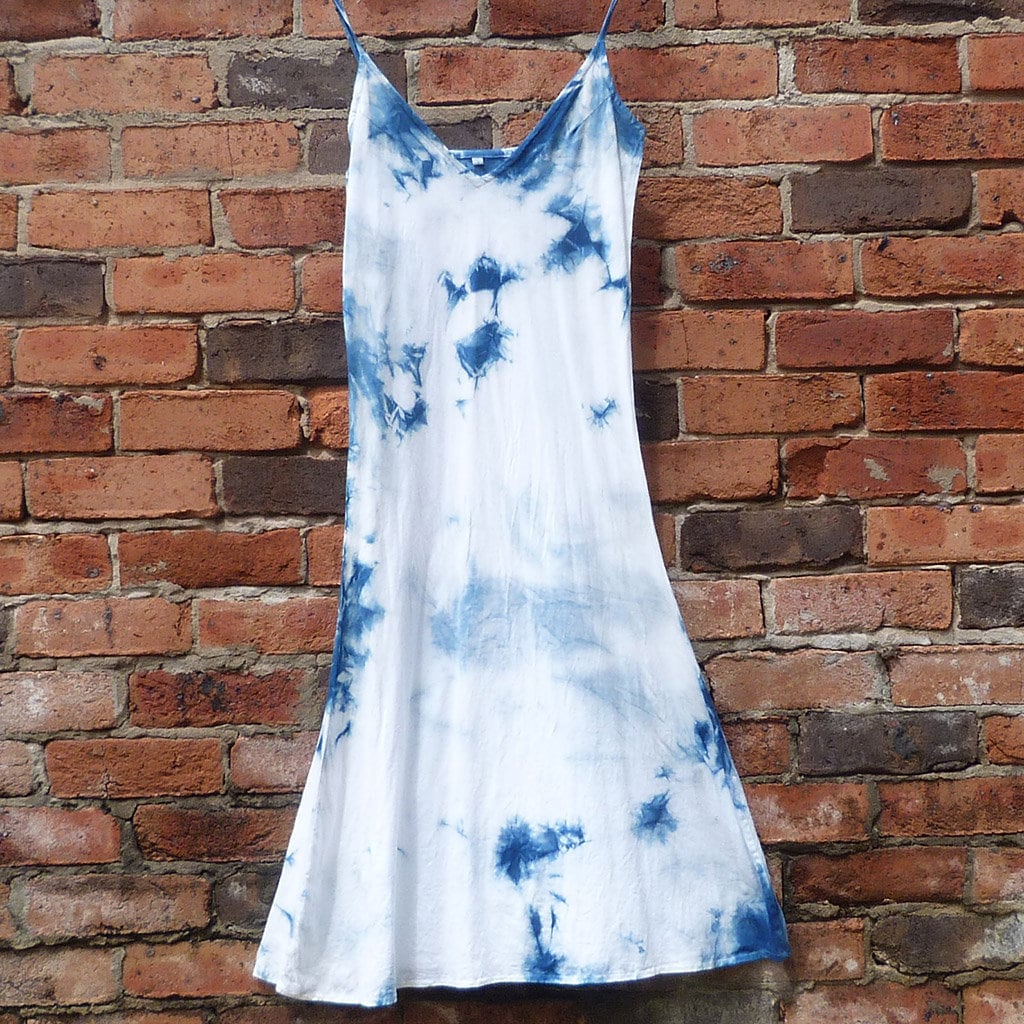 Natürliche Indigo Hand Gefärbt Shibori Tie Dye Lange Kleid Größe S Bio-Baumwolle von NaturalDyesStudio