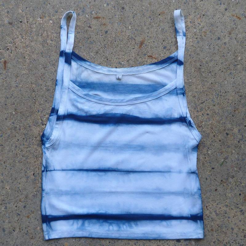Natürliche Indigo Hand Gefärbt Shibori Tie Dye Tank Top Größe L Bio-Baumwolle von NaturalDyesStudio